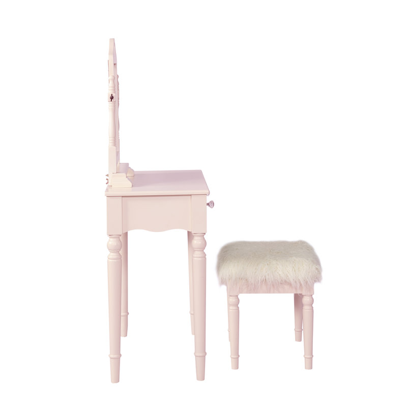 Ensemble coiffeuse avec miroir Svioandi, Rose