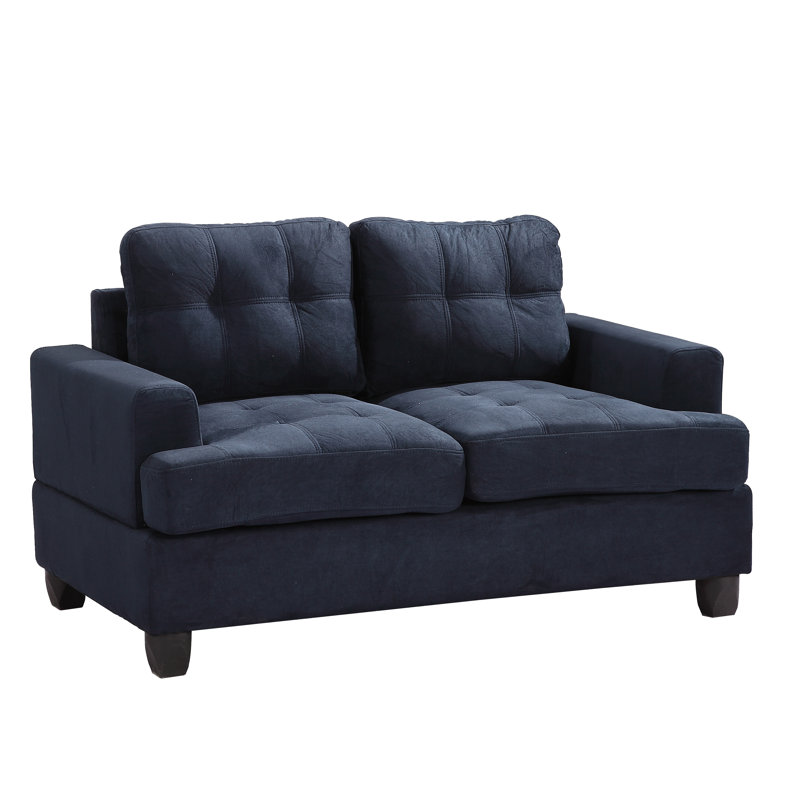 Gilmore Upholstered 58'' Loveseat, Navy Blue