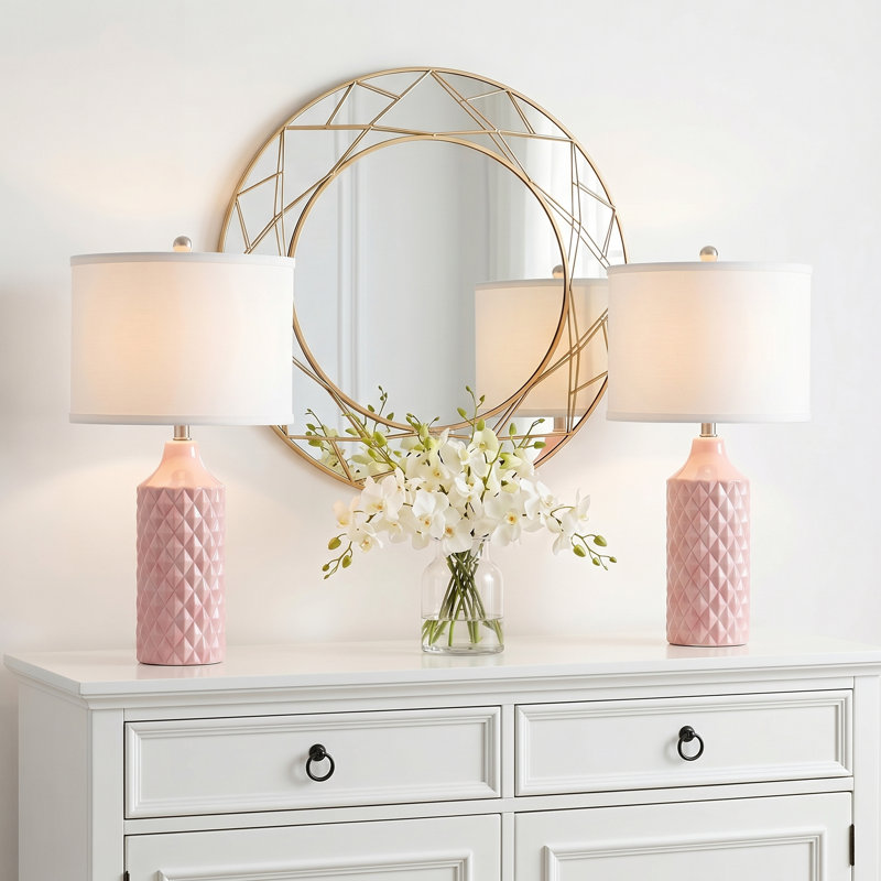 Lampe de table en céramique Creight, Rose