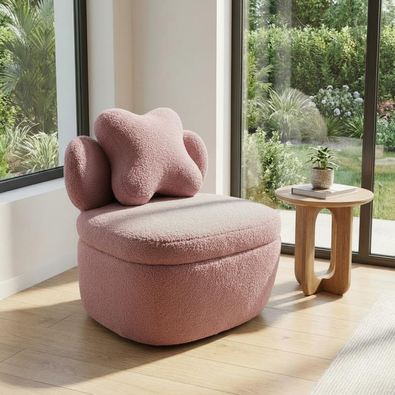  Flâneuse rose en peluche rose