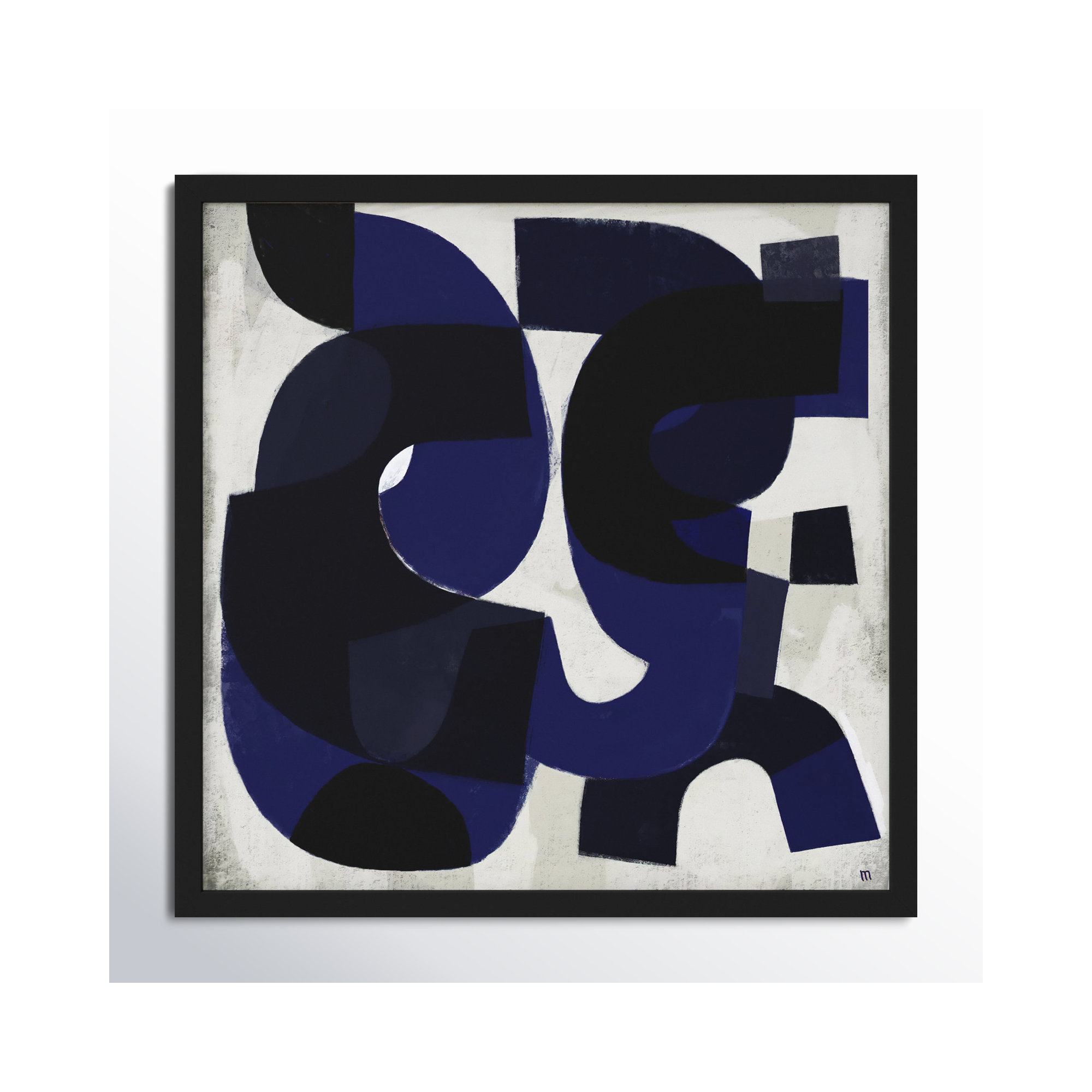 Kind Of Blue by StudioM, 16" H x 16" W x 1.25" D, Black Framed Paper