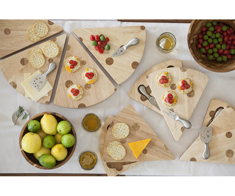 Swiss Cheese Shaped Parawood and Bamboo Cutting Board Set