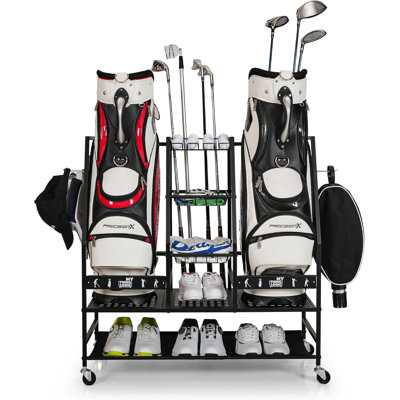 Support de rangement pour golf 2 sacs, organisateur de garage