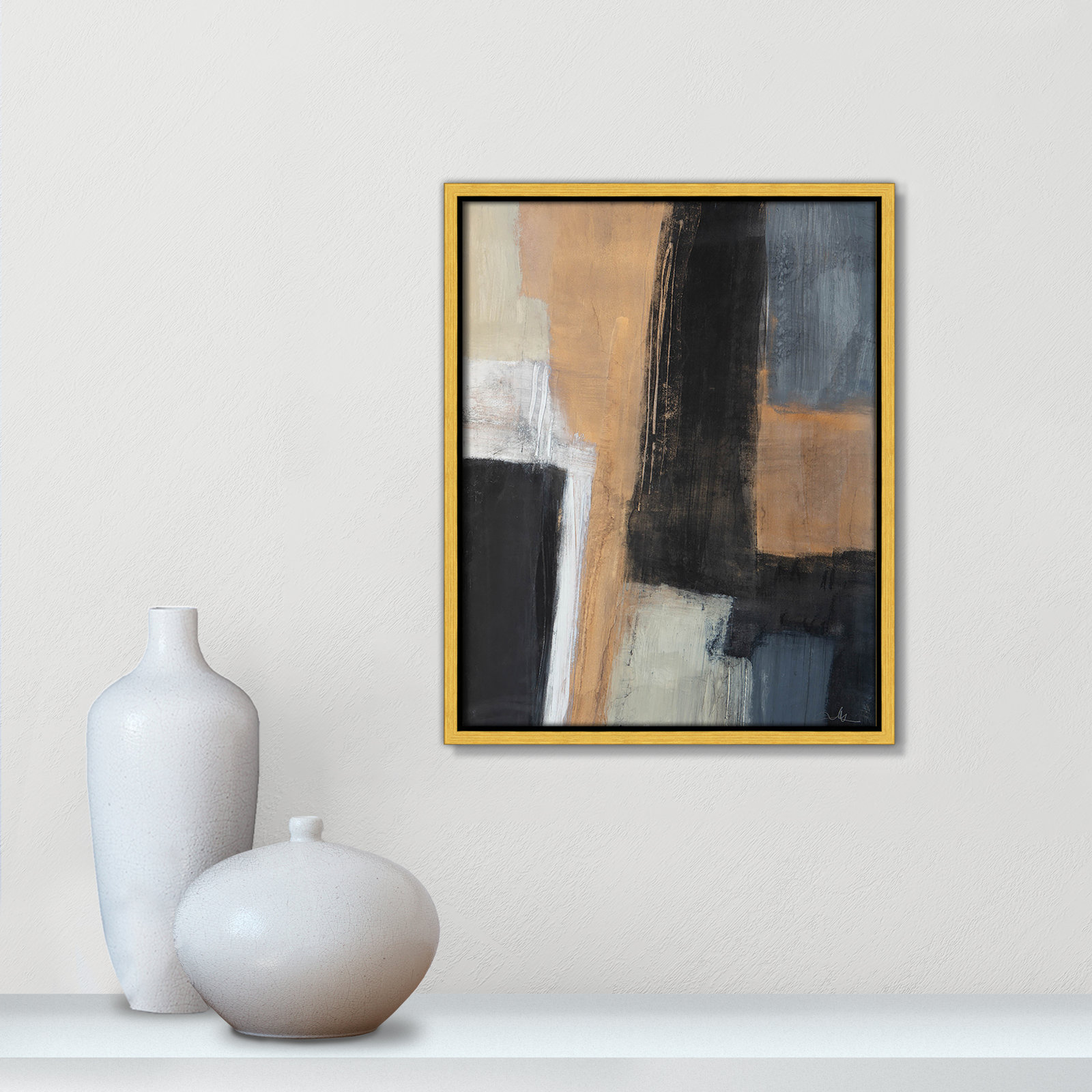 Calderon "Metallic Slate I" Print, 15.5" H x 12.5" W  x 2" D, Gold
