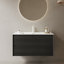 Ensemble de meuble-lavabo mural en bois massif rayé 30 po avec lavabo Aubrielle