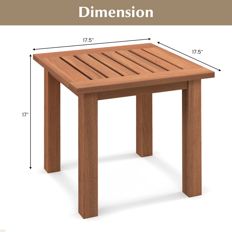 Idis Square Wood Outdoor Side Table , 17.5'' in. W 17.5'' in. D, 1