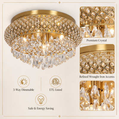 Delainy Metal and Crystal Drum Chandelier