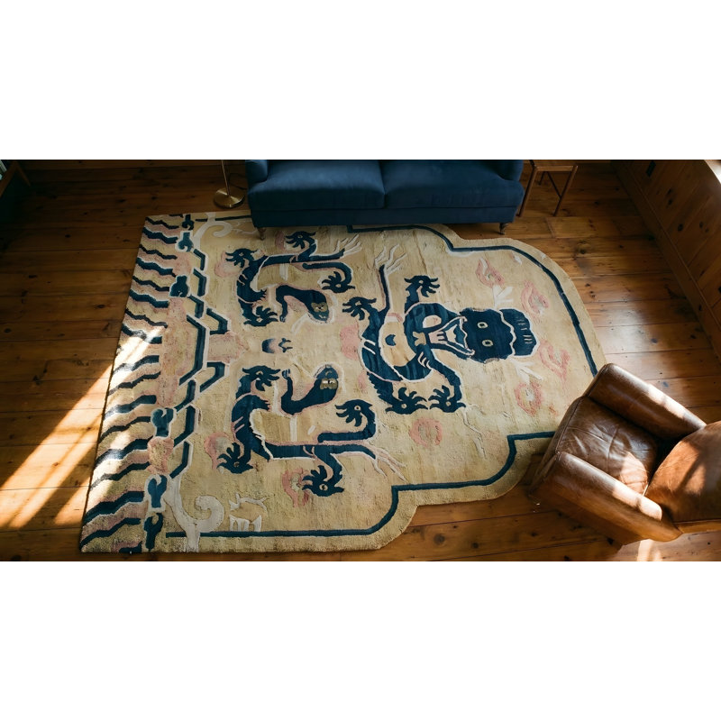 Tapis noué à la main antique chinois Ningxia