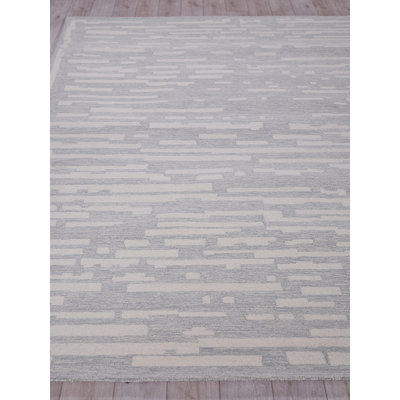 Exquisite Rugs Carmel Handmade Hand-Tufted New Zealand Wool On Canvas Light Gray/Ivory Area Rug