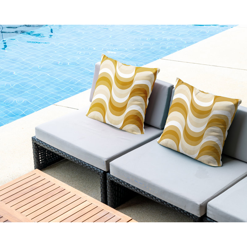 Coussin décoratif carré intérieur / extérieur Slivno, L 19 po x H 19 po, Jaune