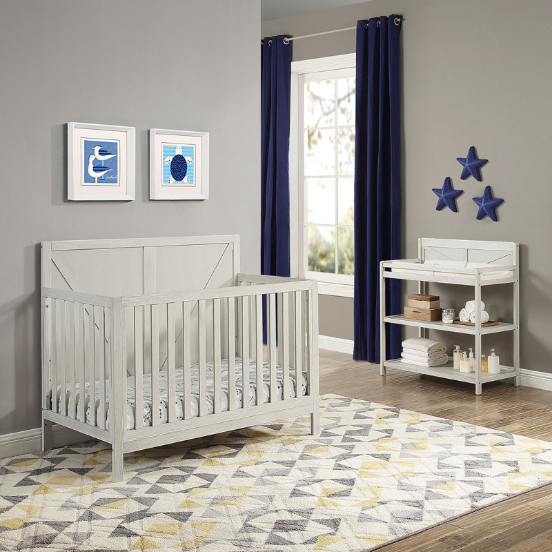 Barnside Crib & Changing Table Bundle, Washed Gray