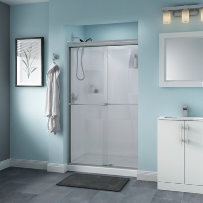 Porte de douche coulissante traditionnelle avec verre Niebla 48 "x 70" Windemere