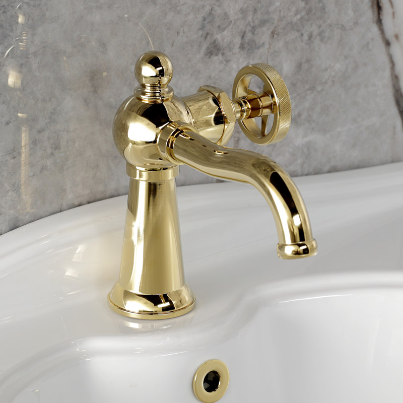 Robinet de salle de bain à poignée simple 1 trou Kingston Brass, Laiton poli