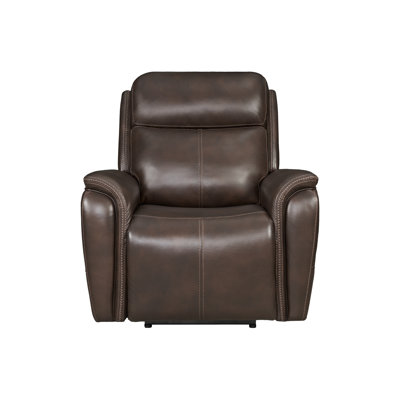 Allysia 38" Leather Power Recliner with Adjustable Headrest with Rolled Arms