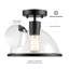 1-Light Outdoor Flush Mount Ceiling Light, Matte Black, Seeded Glass Shade, Weather Resistant