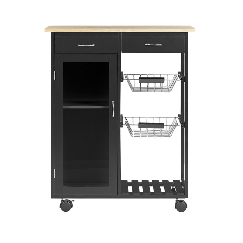 Pavillion Wood Kitchen Cart, Black