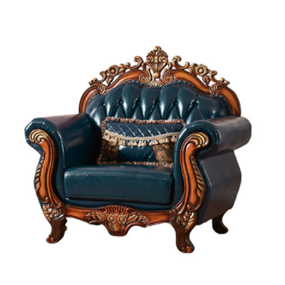 European Solid Wood High-grade Leather Chair Leather Armchair