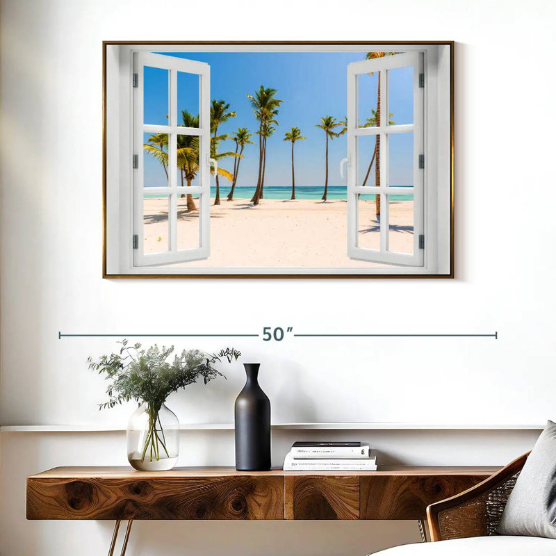 Fenêtre sur lys blanc, Cadre flottant doré, 40 po x 27 po
