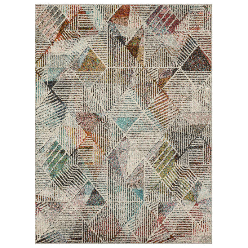 Chelmer Multicolor Modern Abstract Geometric Area Rug, Rectangle 3'3" x 5'