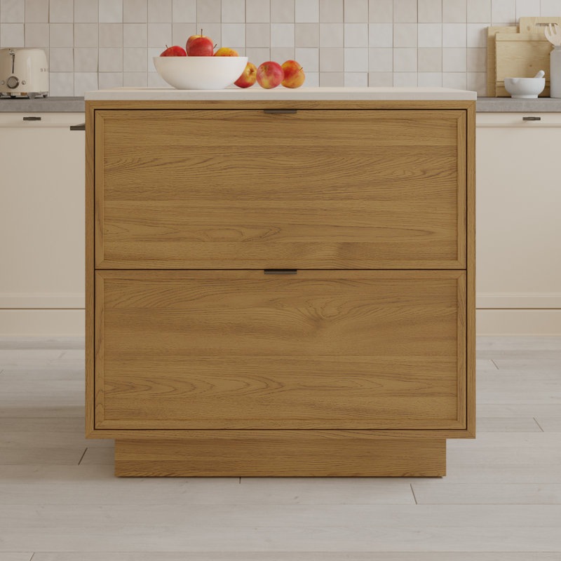 Brookline Kitchen Island 36" White Quartz Countertop