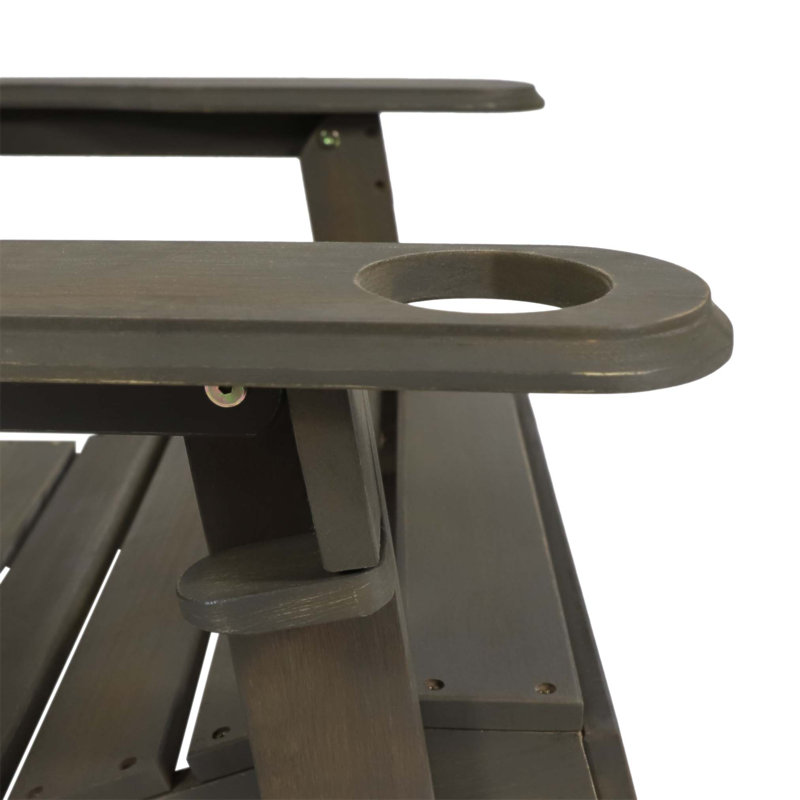 BELLWOOD ADIRONDACK CHAIR with Folding Design and Cup Holders, Perfect for Outdoor Relaxation and Rustic Charm., Grey