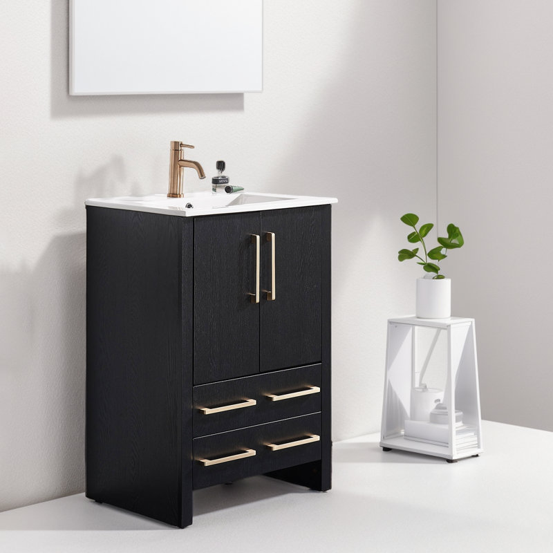 Meuble-lavabo simple 24 po noir