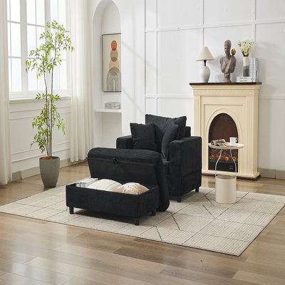 Sofa Bed with Ottoman (Black)