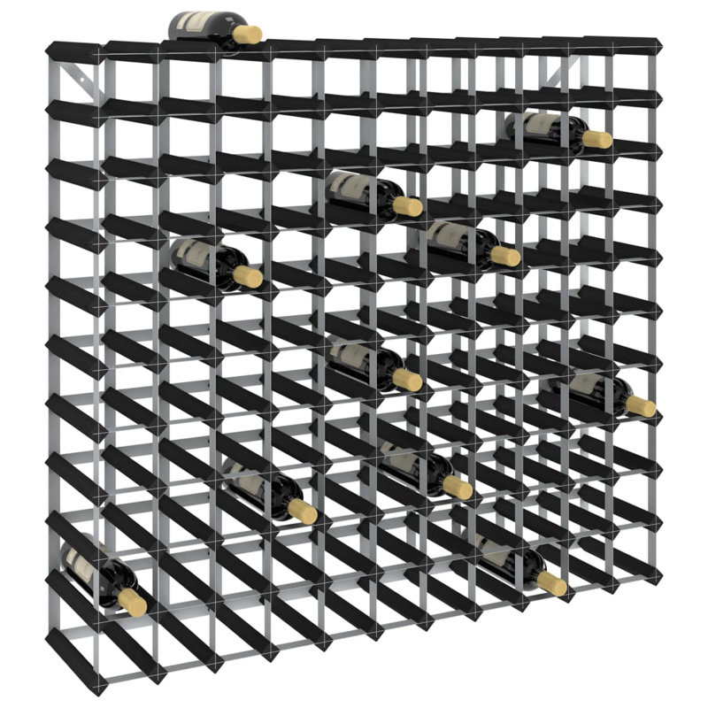 Seraphina 120 Bottle Solid Wood Floor Wine Bottle & Glass Rack in Black