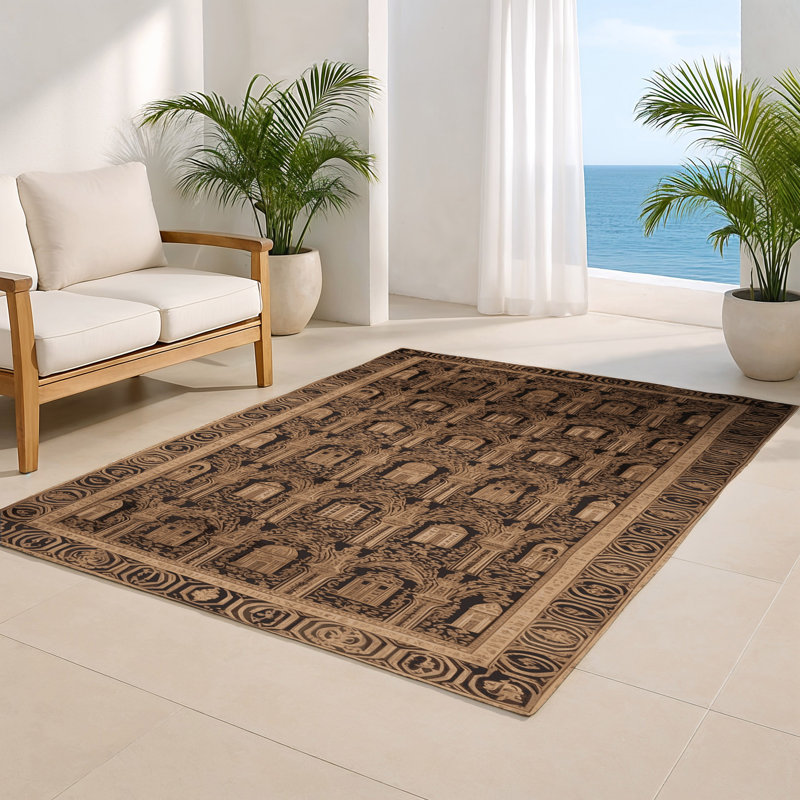 Tapis d'intérieur et d'extérieur brun français, Rectangulaire 2 pi x 3 pi