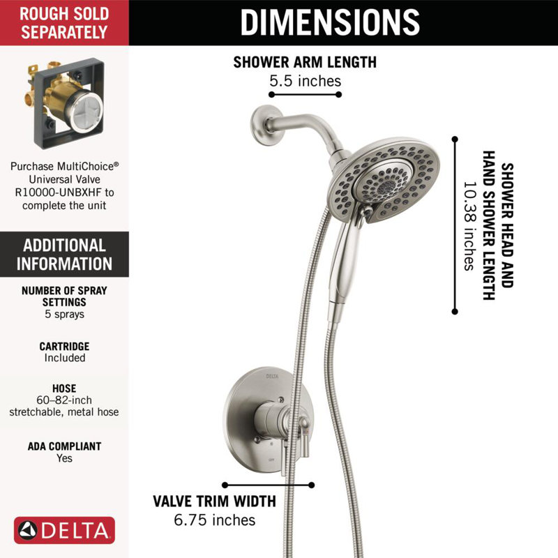 SAYLOR™ Monitor® 17 Series Shower Trim with In2ition®, Stainless