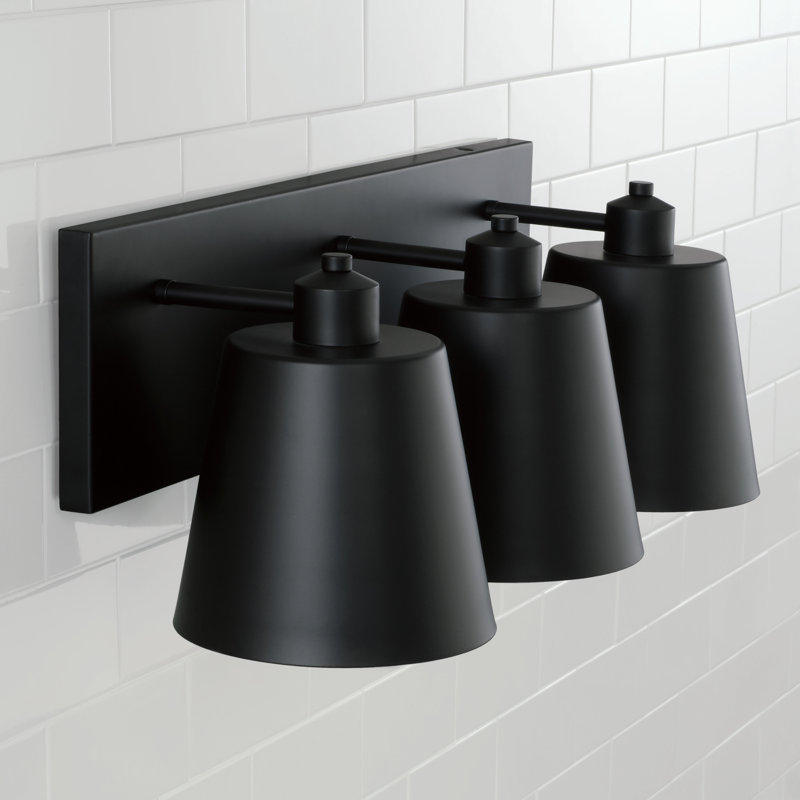 Éclairage pour meuble-lavabo à 3 lumières à intensité variable Alden, Noir mat