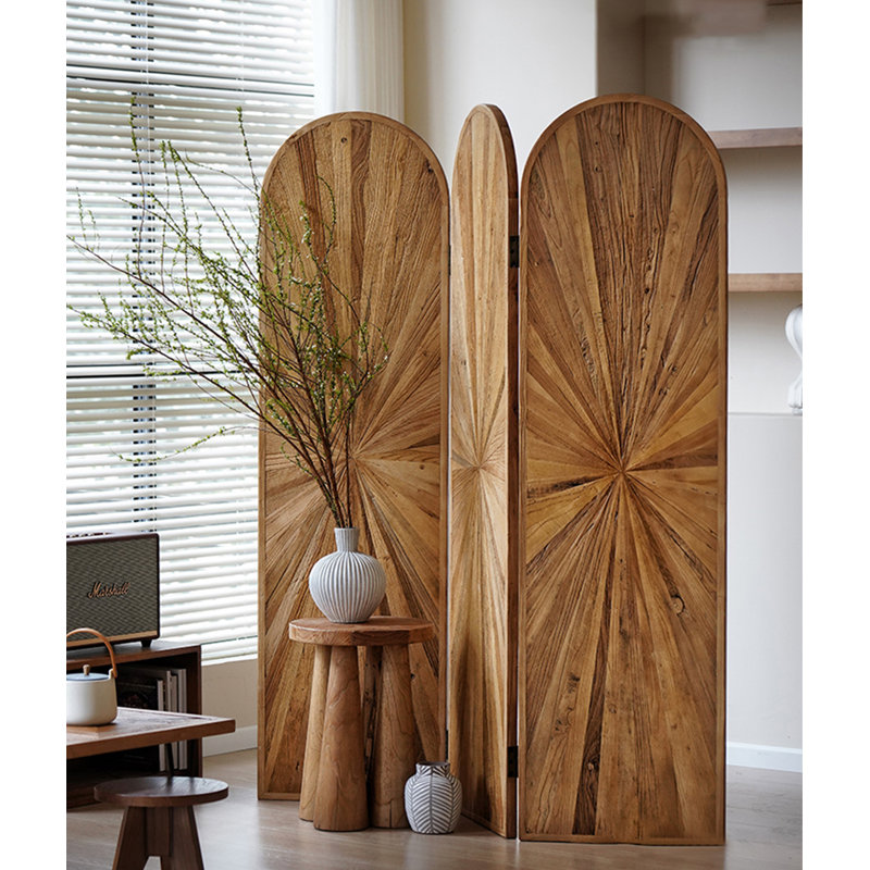 Paravent 3 panneaux en bois massif brun, H 62,99 po x l 59,06 po x P 1,97 po