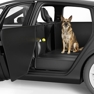 Housse de siège d'auto extra large de luxe pour chien, hamac pour animaux de compagnie en cuir PU imperméable de qualité supérieure avec fenêtre en filet et poche de rangement, protection antidérapante et résistante aux rayures pour sièges arrière de voitures, VUS et camions