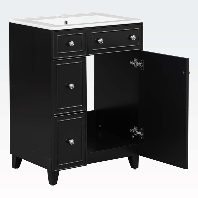 Stillas 24'' Bathroom Vanity with Ceramic Top, Black