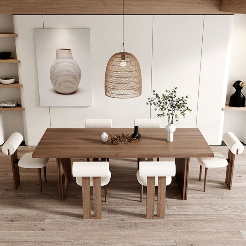 Ensemble de table de salle à manger 6 personnes Bobb, H 29,53 po x l 70,87 po x P 31,5 po, Brun noyer