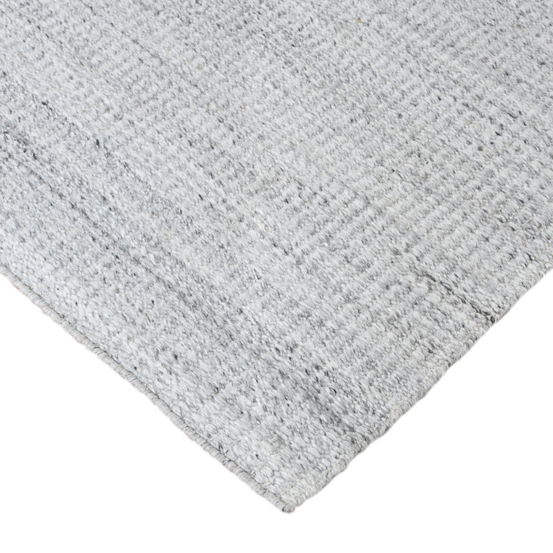 Tapis rayé argenté tissé à la main Charlotin, Rectangle 8 pi x 10 pi
