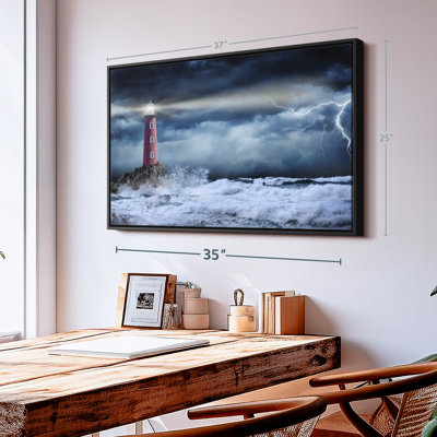 Nautical " Stormy Ocean Lighthouse Wall Art "