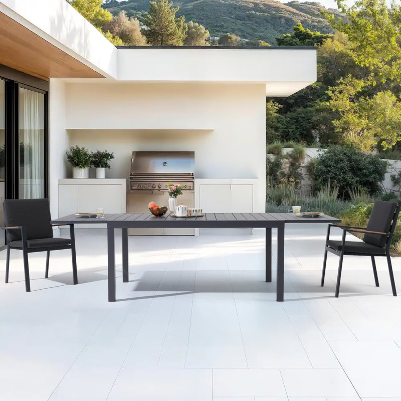 Table d'extérieur en aluminium, Plateau gris / base grise