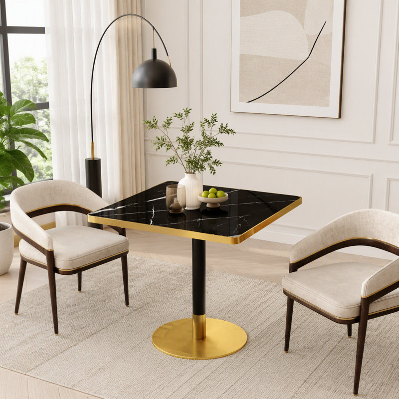 Table de salle à manger en pierre frittée 31,5 po, Carrée