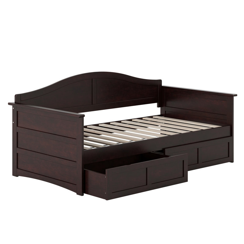 Anakaren Solid Wood Twin Daybed with Storage Drawers, Espresso