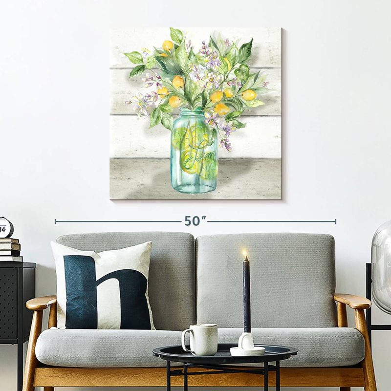 Yarlin, aquarelle, citrons, pot Mason, Shiplap