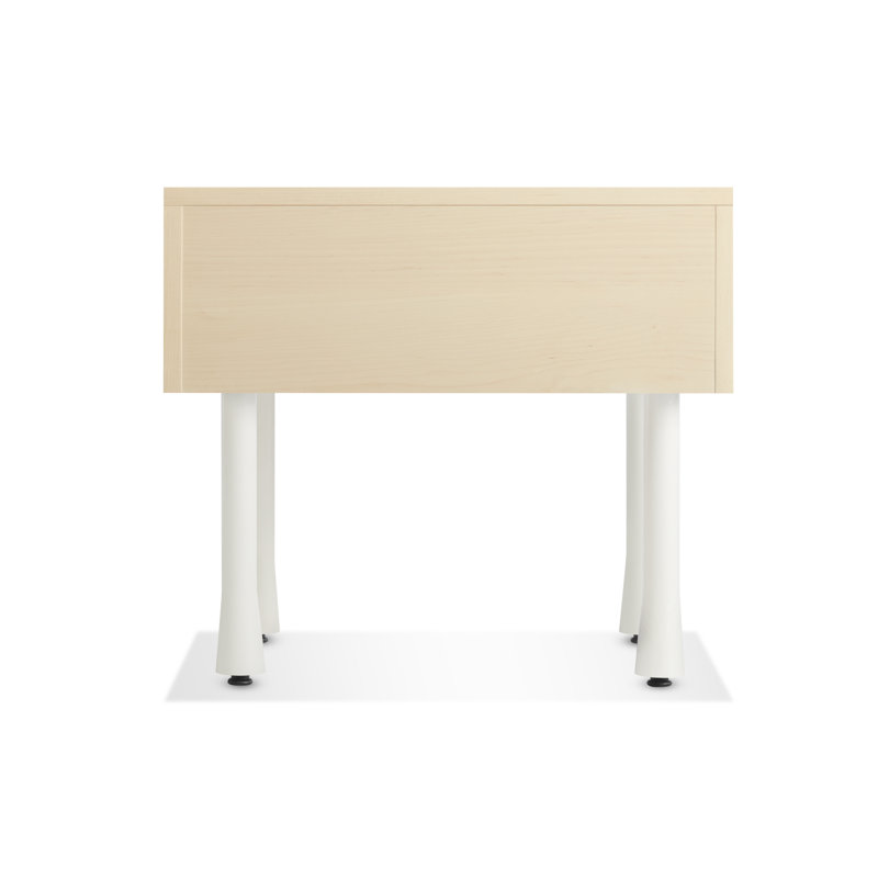 Lap 1 - Drawer Solid Wood Nightstand, Whitewashed Maple / White