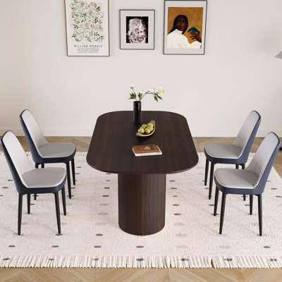 Ensemble de table de salle à manger 5 pièces, table de salle à manger moderne en bois, 4 chaises sans accoudoirs avec pieds en métal pour l'intérieur