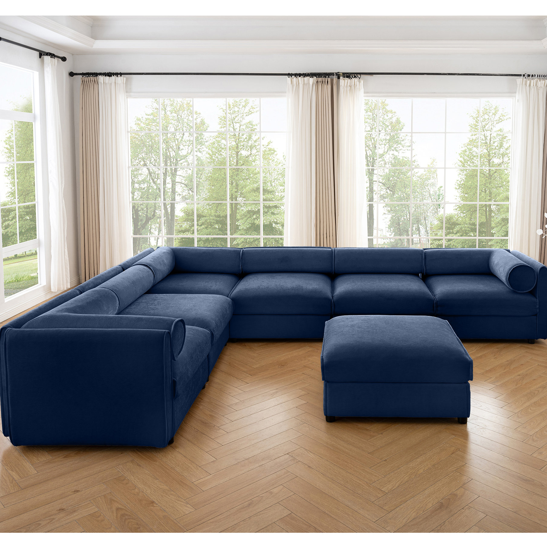 Latitude Run® 6 White Chenille Sectional Couch - With Storage And ...