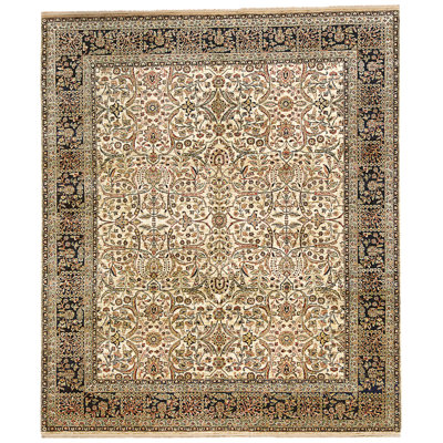 Tapis beige et noir noué à la main de haute qualité