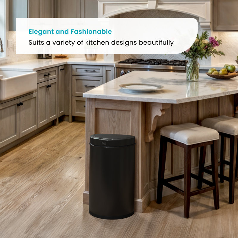 13 Gallon Automatic Trash Can With Motion Sensor, Black
