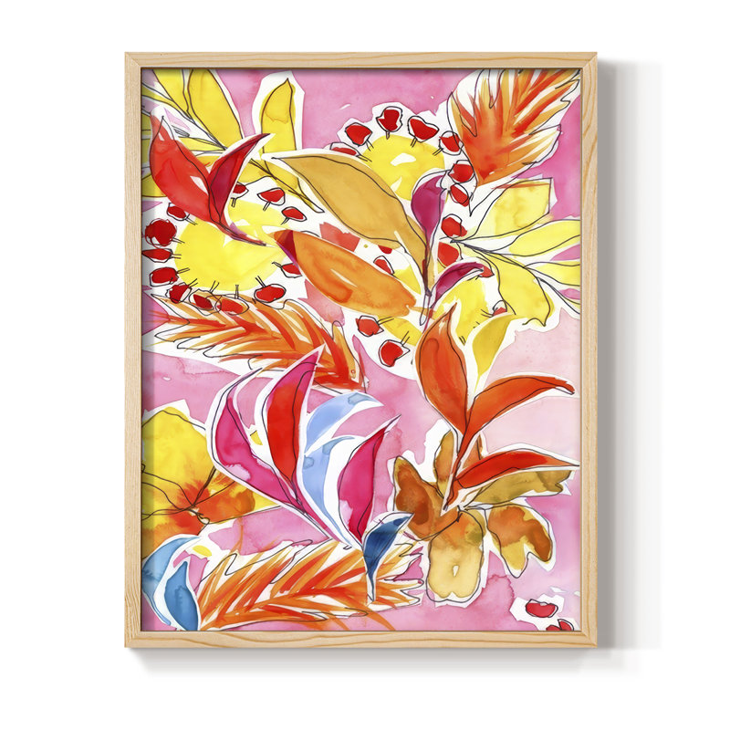 Manic Botanical I, reproduction encadrée - bois massif, Naturel, H 15 po x l 12 po