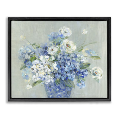 Cadre flottant Serene Blue and White Bouquet, design par Sally Swatland