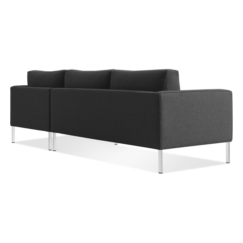Paramount Chaise Sectional, Stainless Steel, Sanford Ceramic Crossweave, Right Hand Facing