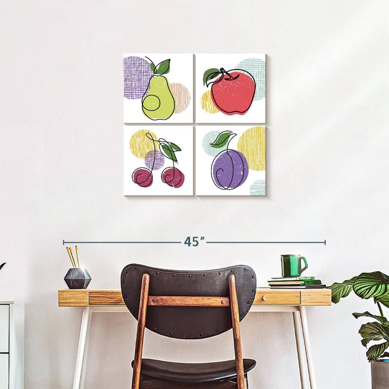 «Abstract Line Fruits», reproduction sur toile, H 26 po x l 26 po x P 1,25 po